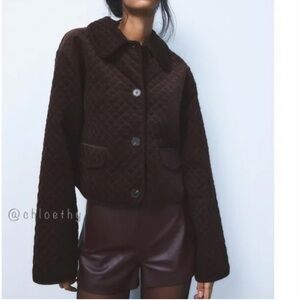Zara Quilted Chocolate Teddy Jacket Like new! Size L so that it fits oversized